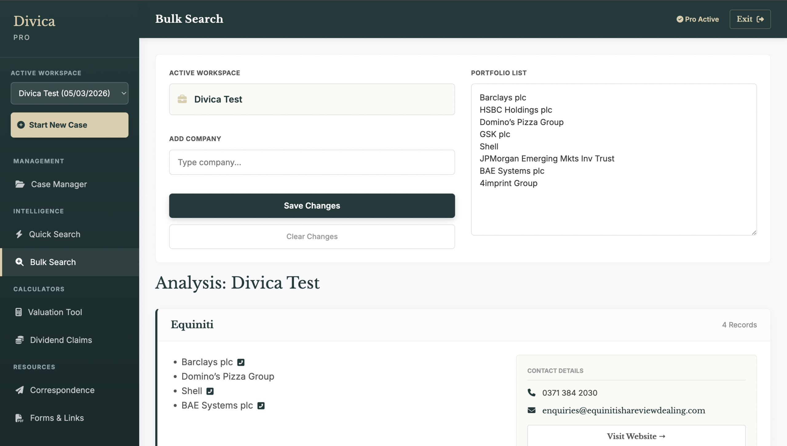 Bulk Search