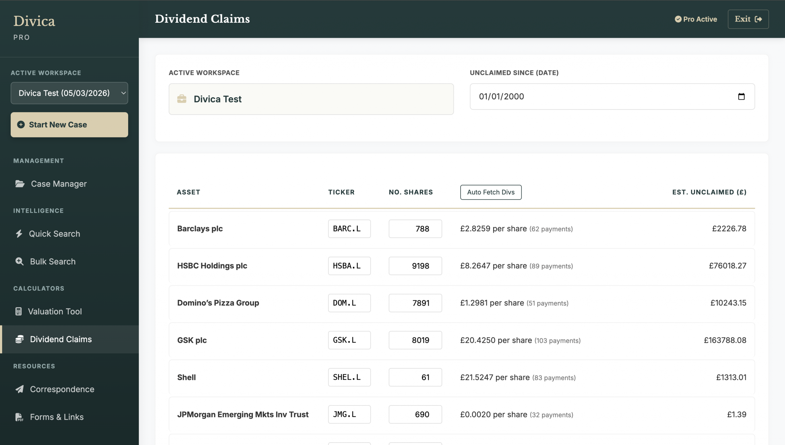 Dividend Claims